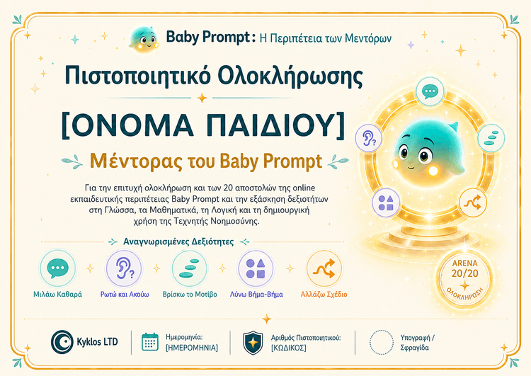 Ψηφιακό πιστοποιητικό ολοκλήρωσης Baby Prompt